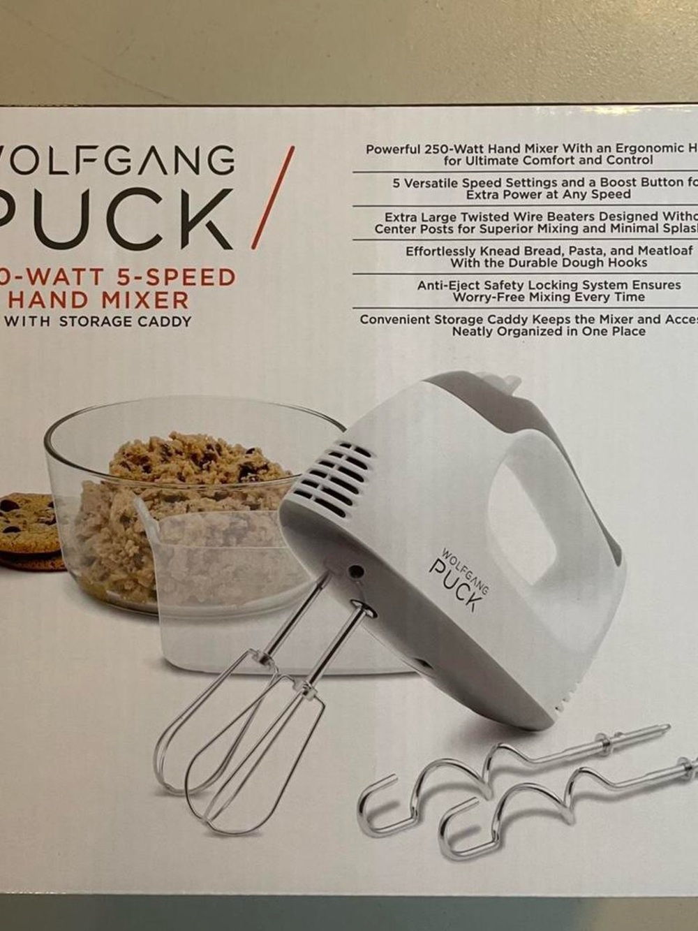 NEW Wolfgang Puck 250-Watt 5-Speed Hand Mixer